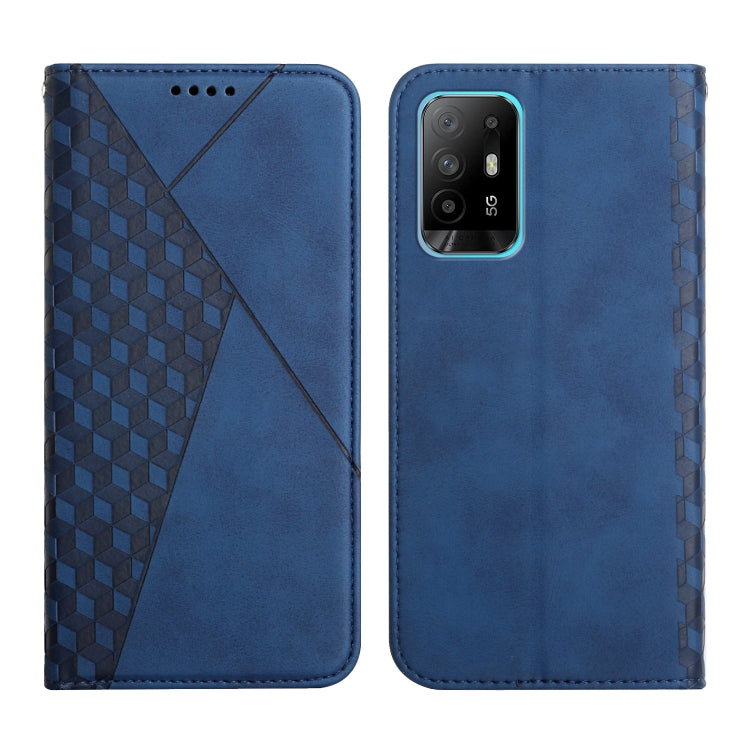 For OPPO A94 5G / F19 Pro+ 5G Diamond Pattern Splicing Skin Feel Magnetic Horizontal Flip Leather Case with Card Slots & Holder & Wallet