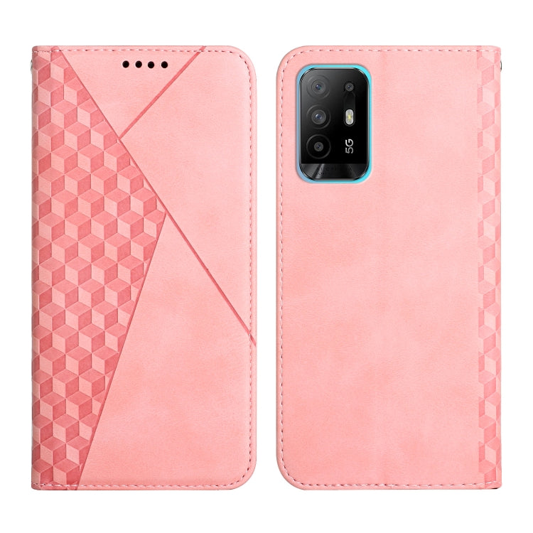 For OPPO A94 5G / F19 Pro+ 5G Diamond Pattern Splicing Skin Feel Magnetic Horizontal Flip Leather Case with Card Slots & Holder & Wallet