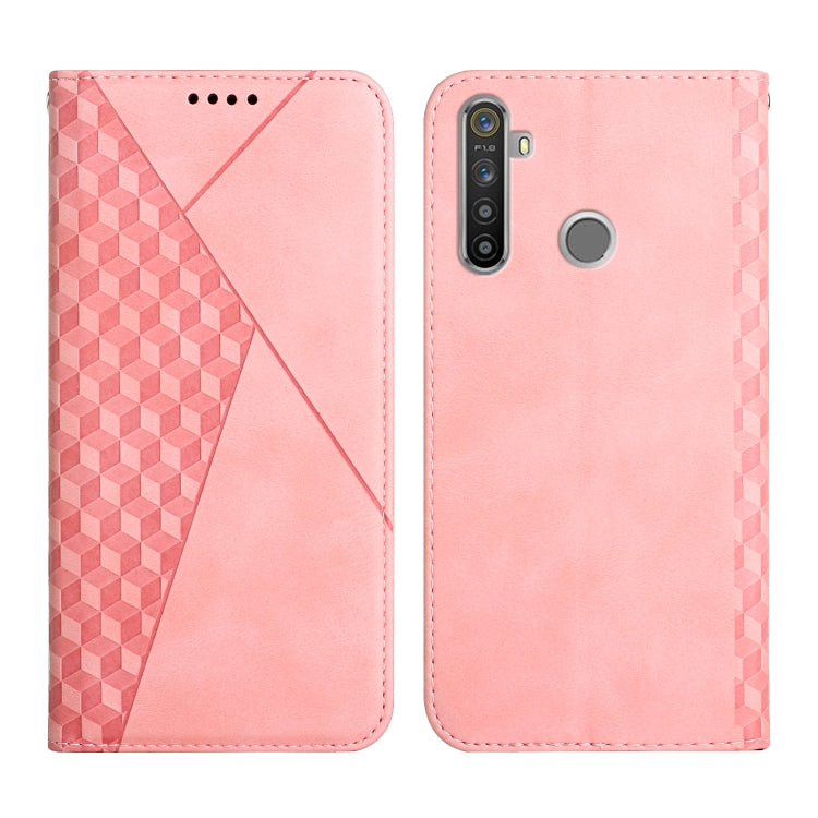 For OPPO Realme 6i / 5 Diamond Pattern Splicing Skin Feel Magnetic Horizontal Flip Leather Case with Card Slots & Holder & Wallet