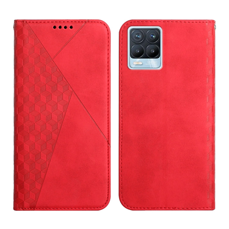 For OPPO Realme 8 / 8 Pro Diamond Pattern Splicing Skin Feel Magnetic Horizontal Flip Leather Case with Card Slots & Holder & Wallet