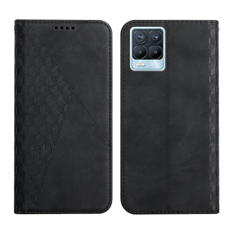 For OPPO Realme 8 / 8 Pro Diamond Pattern Splicing Skin Feel Magnetic Horizontal Flip Leather Case with Card Slots & Holder & Wallet