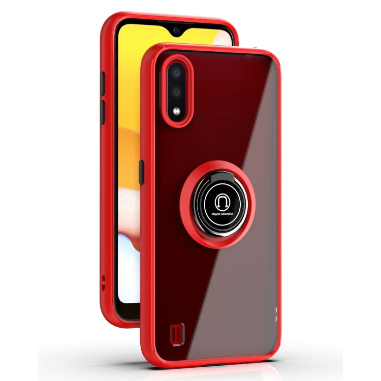 For Samsung Galaxy A01 US Version Q Shadow 1 Series TPU + PC Protective Case with 360 Degrees Rotate Ring Holder