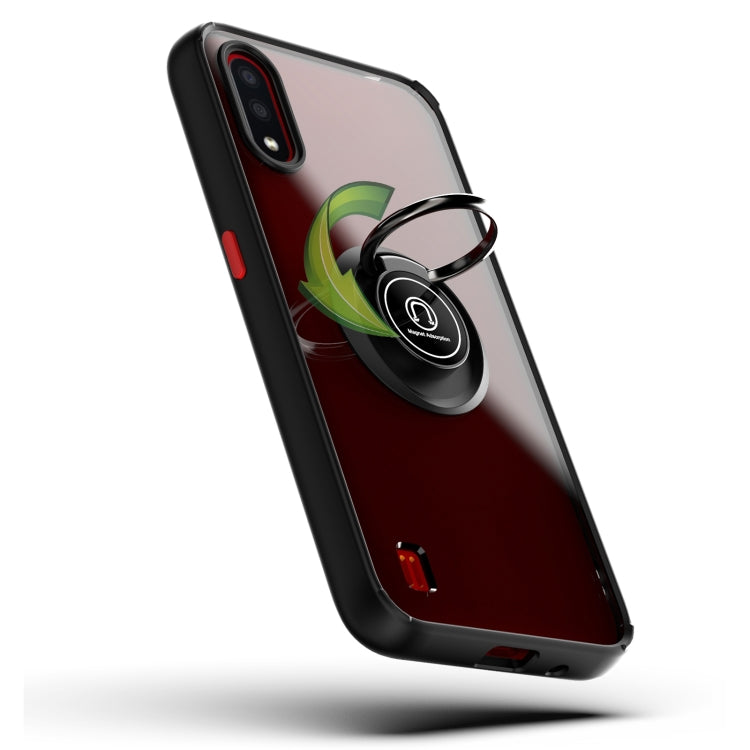 For Samsung Galaxy A01 US Version Q Shadow 1 Series TPU + PC Protective Case with 360 Degrees Rotate Ring Holder