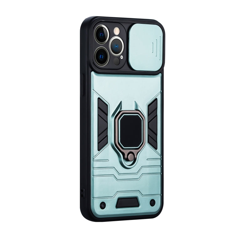 For iPhone 12 Pro Warrior Armor Sliding Camera Cover Design TPU + PC Shockproof Case with Ring Holder