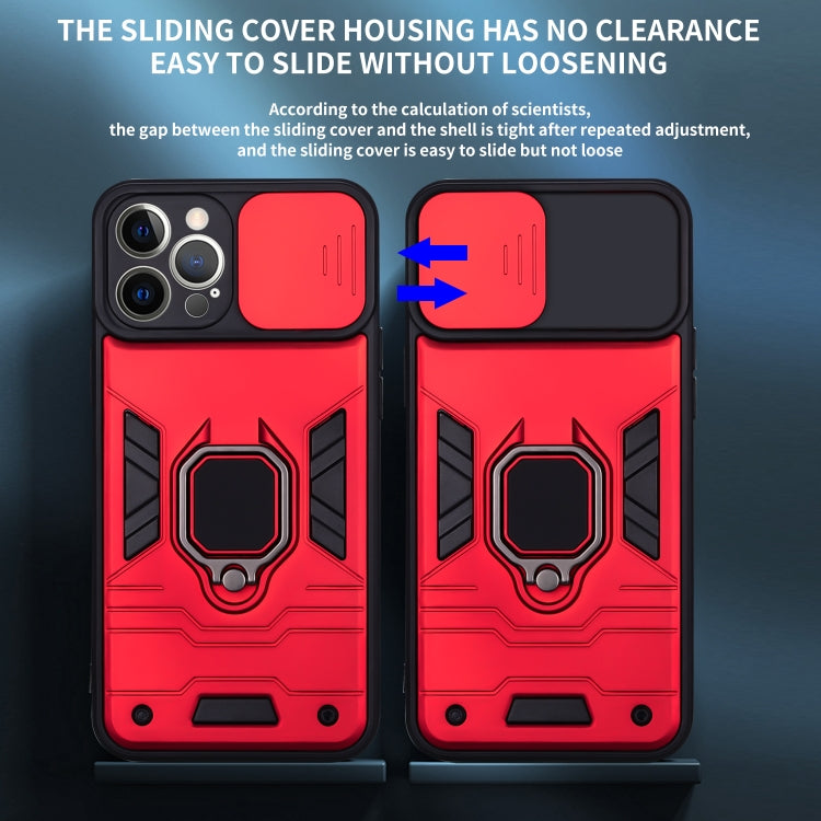 For iPhone 12 Pro Warrior Armor Sliding Camera Cover Design TPU + PC Shockproof Case with Ring Holder