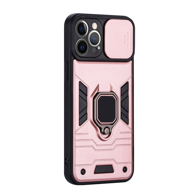 For iPhone 12 Pro Warrior Armor Sliding Camera Cover Design TPU + PC Shockproof Case with Ring Holder