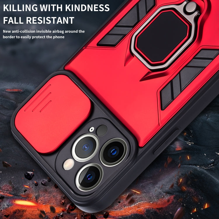 For iPhone 12 Pro Warrior Armor Sliding Camera Cover Design TPU + PC Shockproof Case with Ring Holder