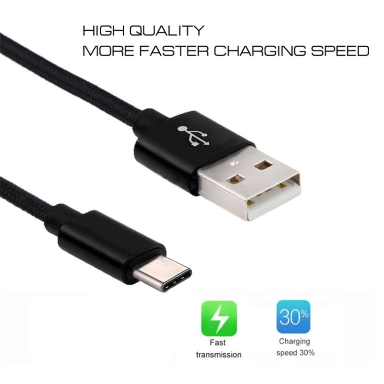 5 PCS USB to USB-C / Type-C Nylon Braided Charging Data Transmission Cable, Cable Length:2m