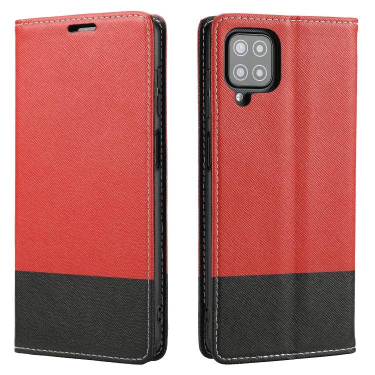 For Samsung Galaxy A12 Cross Texture Magnetic Horizontal Flip Leather Case with Card Slots & Holder & Wallet