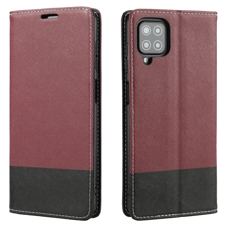 For Samsung Galaxy A12 Cross Texture Magnetic Horizontal Flip Leather Case with Card Slots & Holder & Wallet