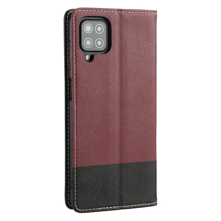 For Samsung Galaxy A12 Cross Texture Magnetic Horizontal Flip Leather Case with Card Slots & Holder & Wallet