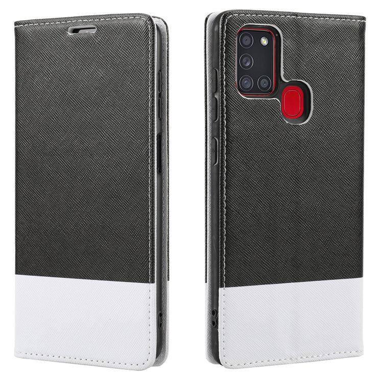 For Samsung Galaxy A21s Cross Texture Magnetic Horizontal Flip Leather Case with Card Slots & Holder & Wallet