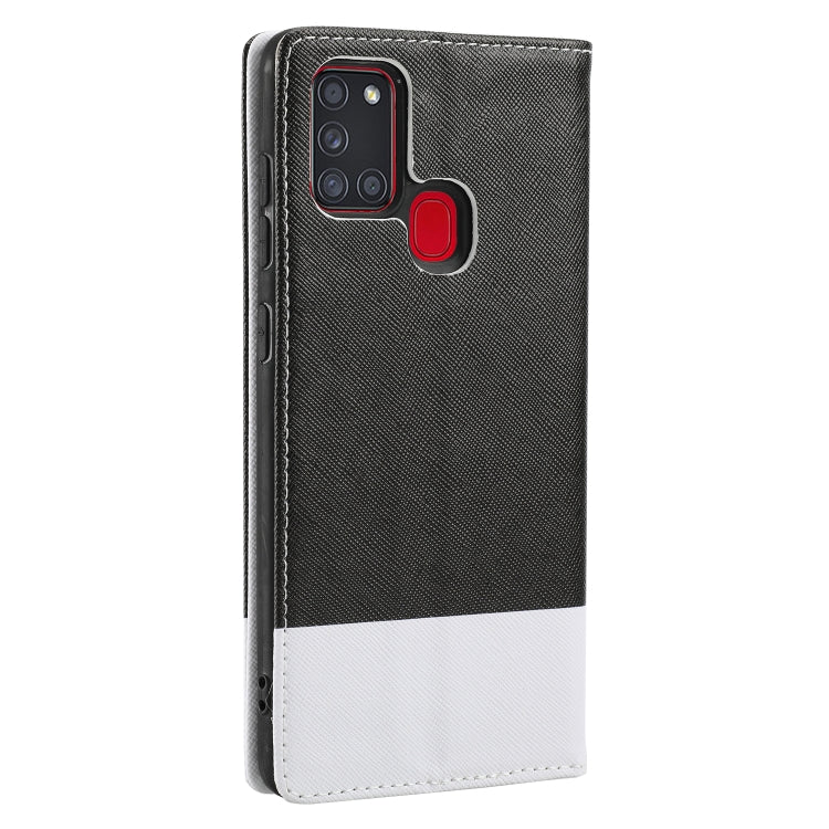 For Samsung Galaxy A21s Cross Texture Magnetic Horizontal Flip Leather Case with Card Slots & Holder & Wallet
