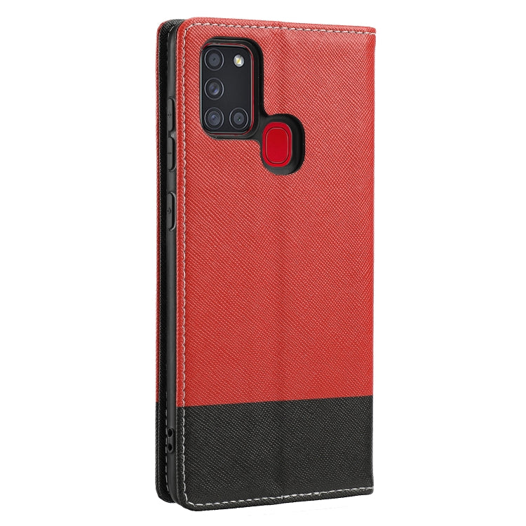 For Samsung Galaxy A21s Cross Texture Magnetic Horizontal Flip Leather Case with Card Slots & Holder & Wallet