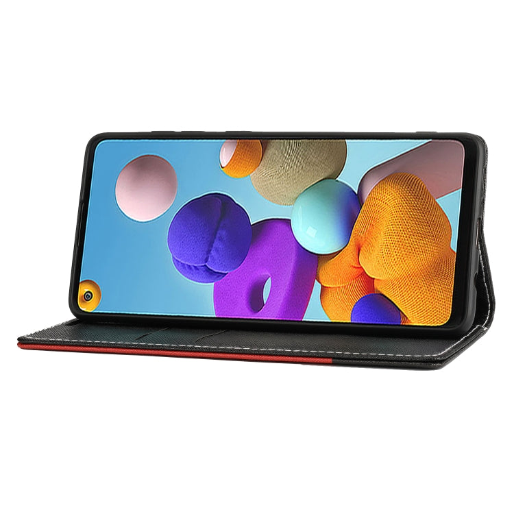 For Samsung Galaxy A21s Cross Texture Magnetic Horizontal Flip Leather Case with Card Slots & Holder & Wallet