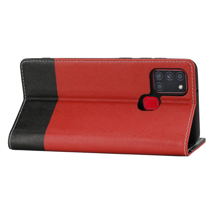 For Samsung Galaxy A21s Cross Texture Magnetic Horizontal Flip Leather Case with Card Slots & Holder & Wallet