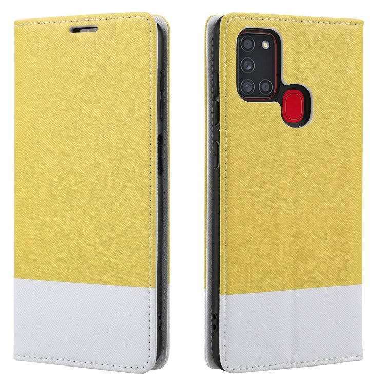 For Samsung Galaxy A21s Cross Texture Magnetic Horizontal Flip Leather Case with Card Slots & Holder & Wallet