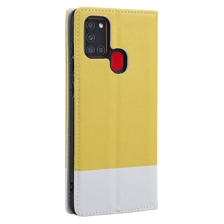 For Samsung Galaxy A21s Cross Texture Magnetic Horizontal Flip Leather Case with Card Slots & Holder & Wallet