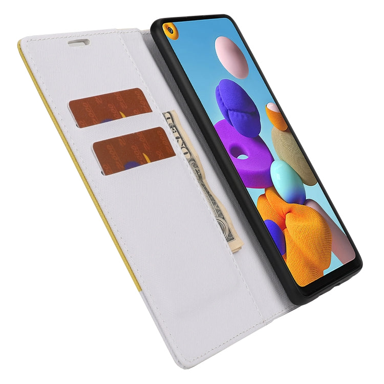 For Samsung Galaxy A21s Cross Texture Magnetic Horizontal Flip Leather Case with Card Slots & Holder & Wallet