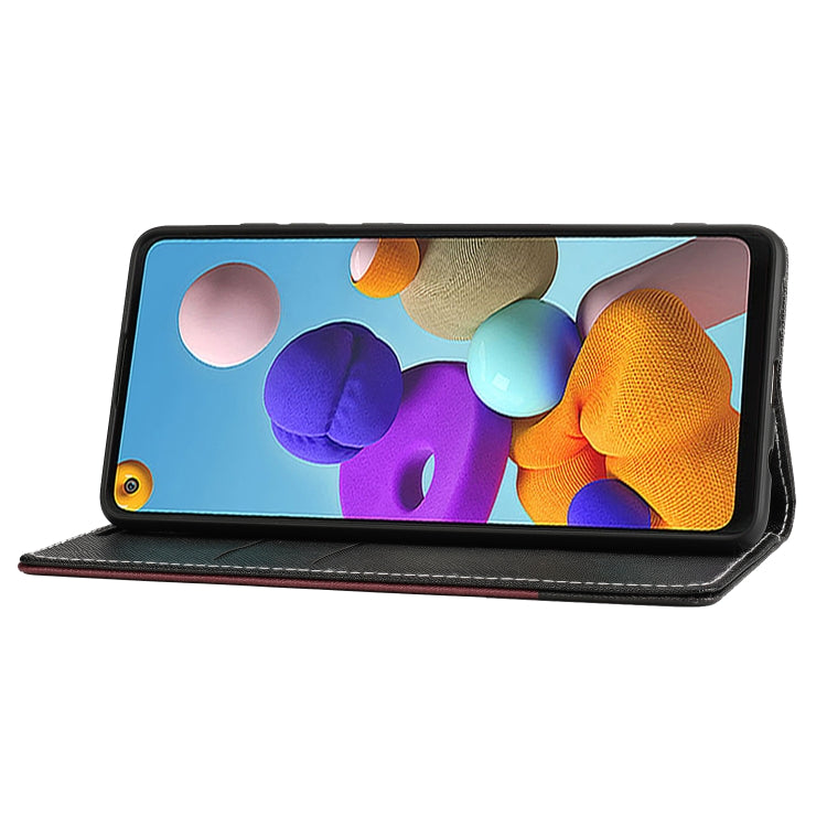For Samsung Galaxy A21s Cross Texture Magnetic Horizontal Flip Leather Case with Card Slots & Holder & Wallet
