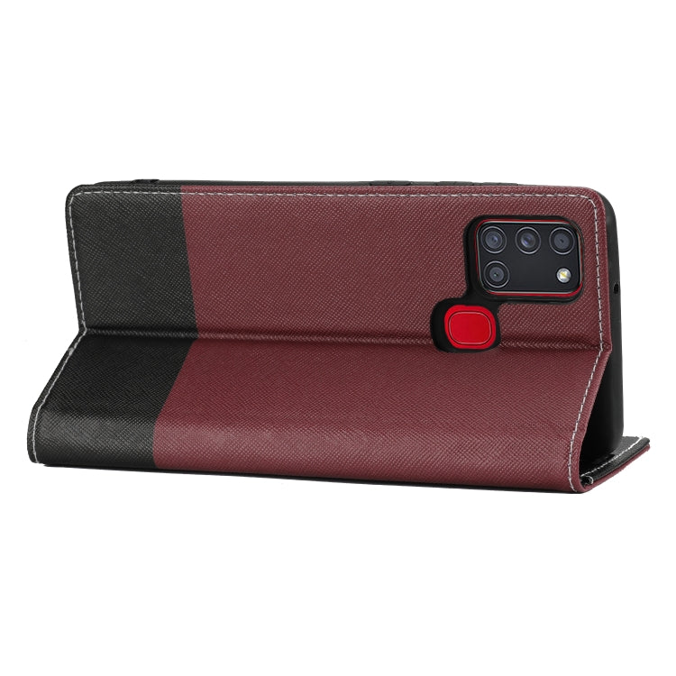 For Samsung Galaxy A21s Cross Texture Magnetic Horizontal Flip Leather Case with Card Slots & Holder & Wallet