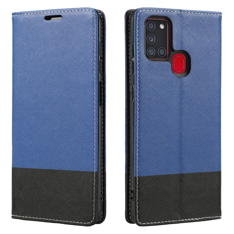 For Samsung Galaxy A21s Cross Texture Magnetic Horizontal Flip Leather Case with Card Slots & Holder & Wallet