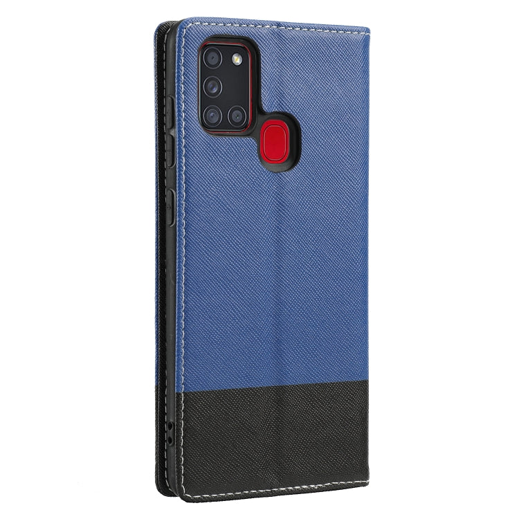 For Samsung Galaxy A21s Cross Texture Magnetic Horizontal Flip Leather Case with Card Slots & Holder & Wallet