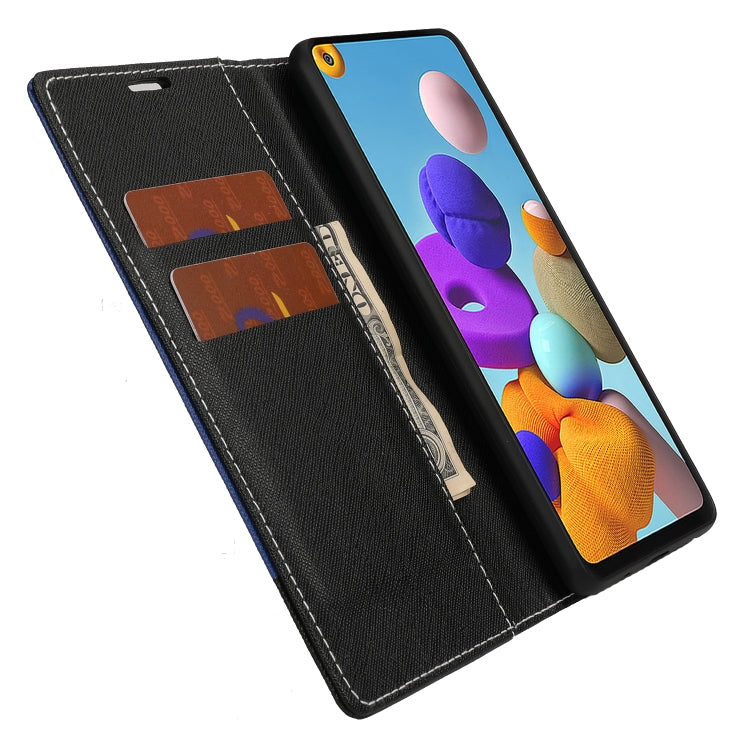 For Samsung Galaxy A21s Cross Texture Magnetic Horizontal Flip Leather Case with Card Slots & Holder & Wallet