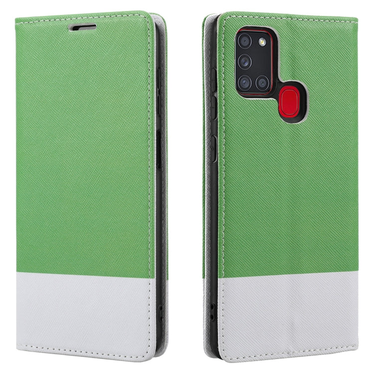 For Samsung Galaxy A21s Cross Texture Magnetic Horizontal Flip Leather Case with Card Slots & Holder & Wallet