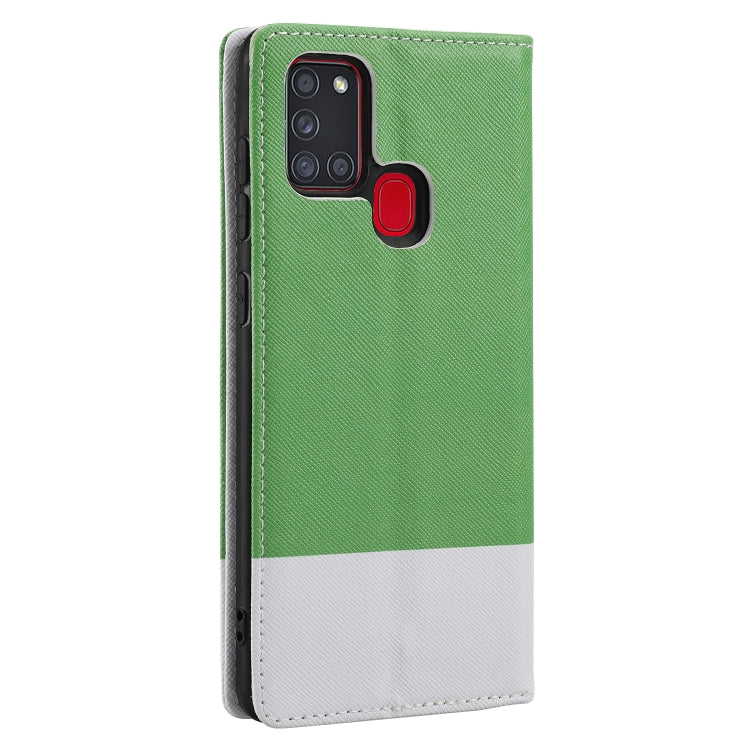 For Samsung Galaxy A21s Cross Texture Magnetic Horizontal Flip Leather Case with Card Slots & Holder & Wallet