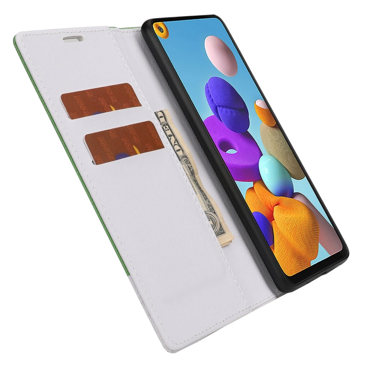 For Samsung Galaxy A21s Cross Texture Magnetic Horizontal Flip Leather Case with Card Slots & Holder & Wallet
