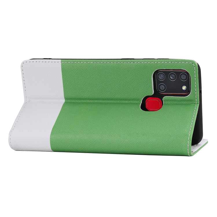 For Samsung Galaxy A21s Cross Texture Magnetic Horizontal Flip Leather Case with Card Slots & Holder & Wallet