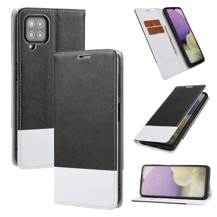 For Samsung Galaxy A22 5G Cross Texture Magnetic Horizontal Flip Leather Case with Card Slots & Holder & Wallet