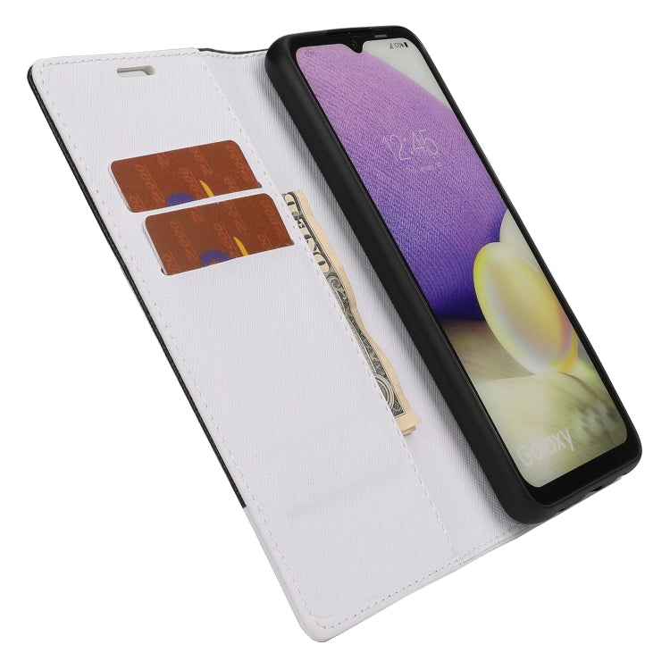 For Samsung Galaxy A22 5G Cross Texture Magnetic Horizontal Flip Leather Case with Card Slots & Holder & Wallet