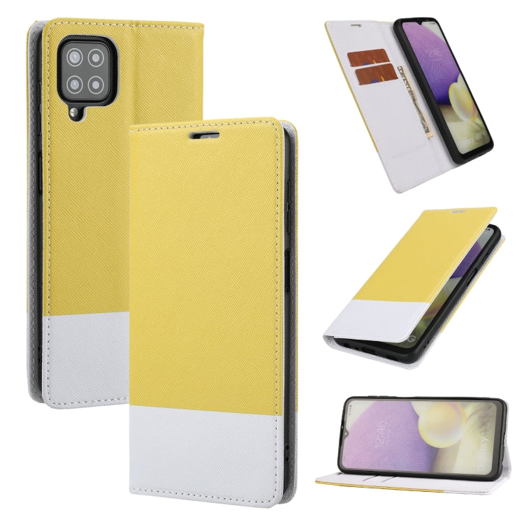 For Samsung Galaxy A22 5G Cross Texture Magnetic Horizontal Flip Leather Case with Card Slots & Holder & Wallet