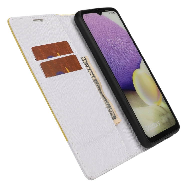 For Samsung Galaxy A22 5G Cross Texture Magnetic Horizontal Flip Leather Case with Card Slots & Holder & Wallet