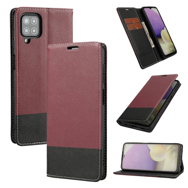 For Samsung Galaxy A22 5G Cross Texture Magnetic Horizontal Flip Leather Case with Card Slots & Holder & Wallet