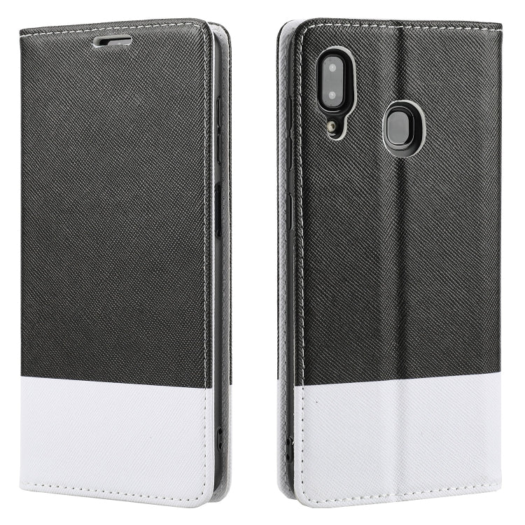 For Samsung Galaxy A30 Cross Texture Magnetic Horizontal Flip Leather Case with Card Slots & Holder & Wallet