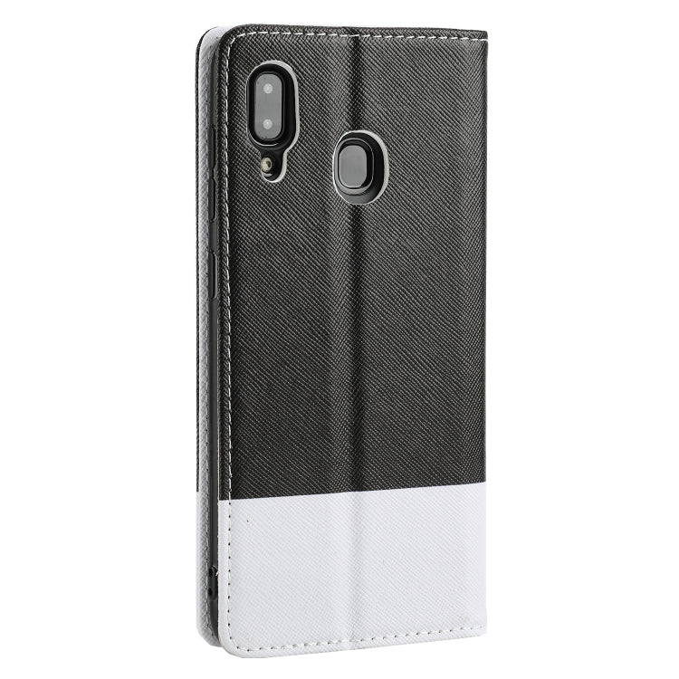 For Samsung Galaxy A30 Cross Texture Magnetic Horizontal Flip Leather Case with Card Slots & Holder & Wallet