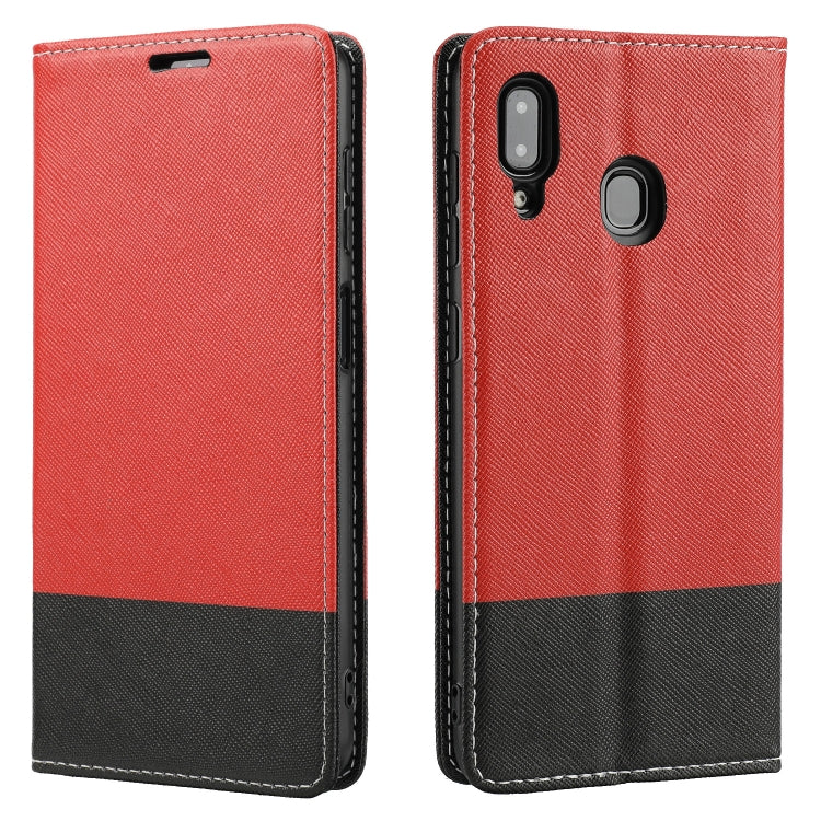 For Samsung Galaxy A30 Cross Texture Magnetic Horizontal Flip Leather Case with Card Slots & Holder & Wallet