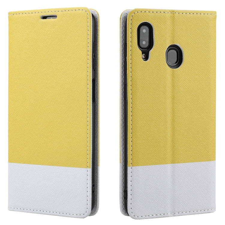 For Samsung Galaxy A30 Cross Texture Magnetic Horizontal Flip Leather Case with Card Slots & Holder & Wallet