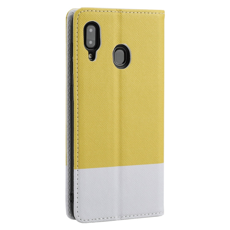 For Samsung Galaxy A30 Cross Texture Magnetic Horizontal Flip Leather Case with Card Slots & Holder & Wallet