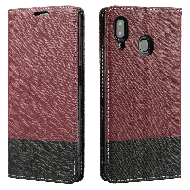 For Samsung Galaxy A30 Cross Texture Magnetic Horizontal Flip Leather Case with Card Slots & Holder & Wallet