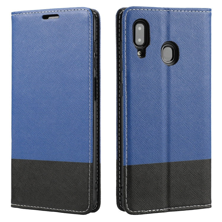 For Samsung Galaxy A30 Cross Texture Magnetic Horizontal Flip Leather Case with Card Slots & Holder & Wallet