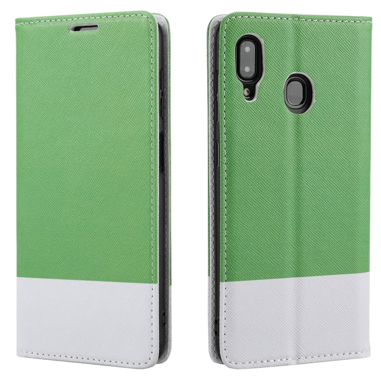For Samsung Galaxy A30 Cross Texture Magnetic Horizontal Flip Leather Case with Card Slots & Holder & Wallet