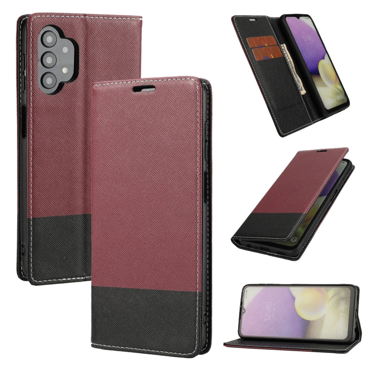For Samsung Galaxy A32 5G Cross Texture Magnetic Horizontal Flip Leather Case with Card Slots & Holder & Wallet