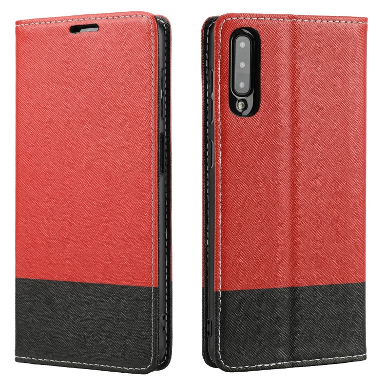 For Samsung Galaxy A50 Cross Texture Magnetic Horizontal Flip Leather Case with Card Slots & Holder & Wallet