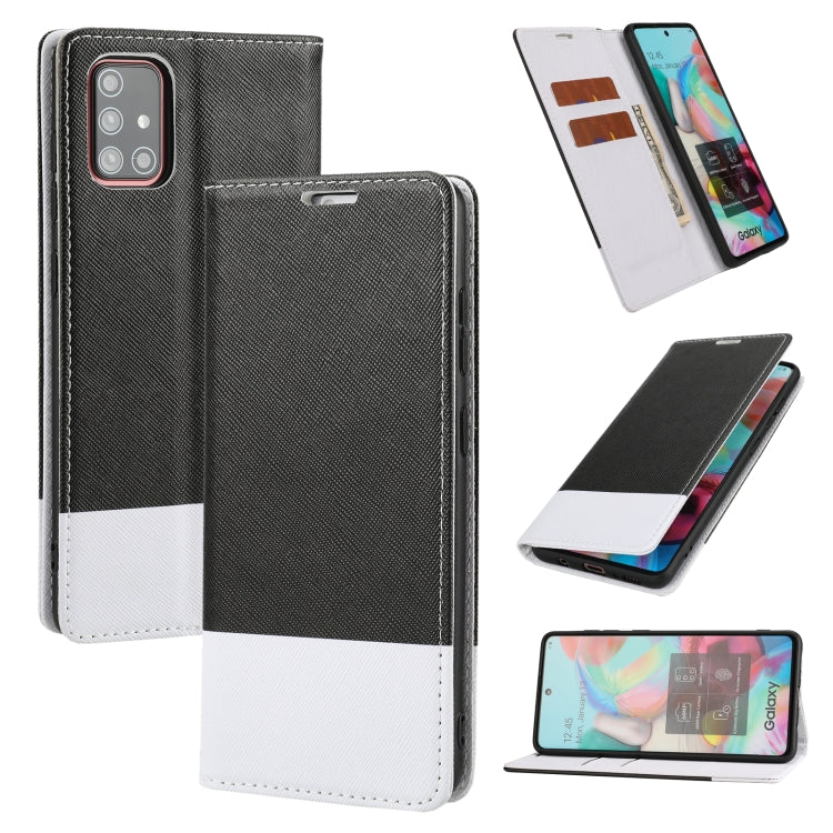 For Samsung Galaxy A51 Cross Texture Magnetic Horizontal Flip Leather Case with Card Slots & Holder & Wallet