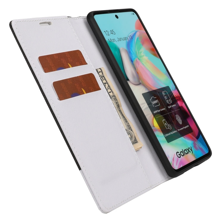 For Samsung Galaxy A51 Cross Texture Magnetic Horizontal Flip Leather Case with Card Slots & Holder & Wallet