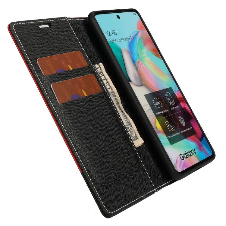 For Samsung Galaxy A51 Cross Texture Magnetic Horizontal Flip Leather Case with Card Slots & Holder & Wallet